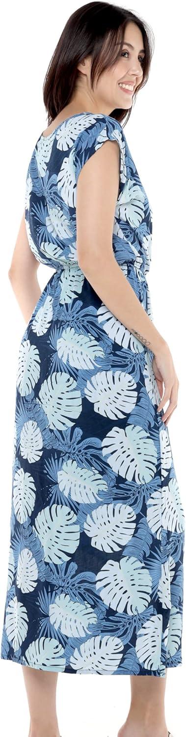 imageMatchable Family Hawaiian Luau Men Women Girl Boy Clothes in Pacific Palm NavyWomen Cap Sleeve