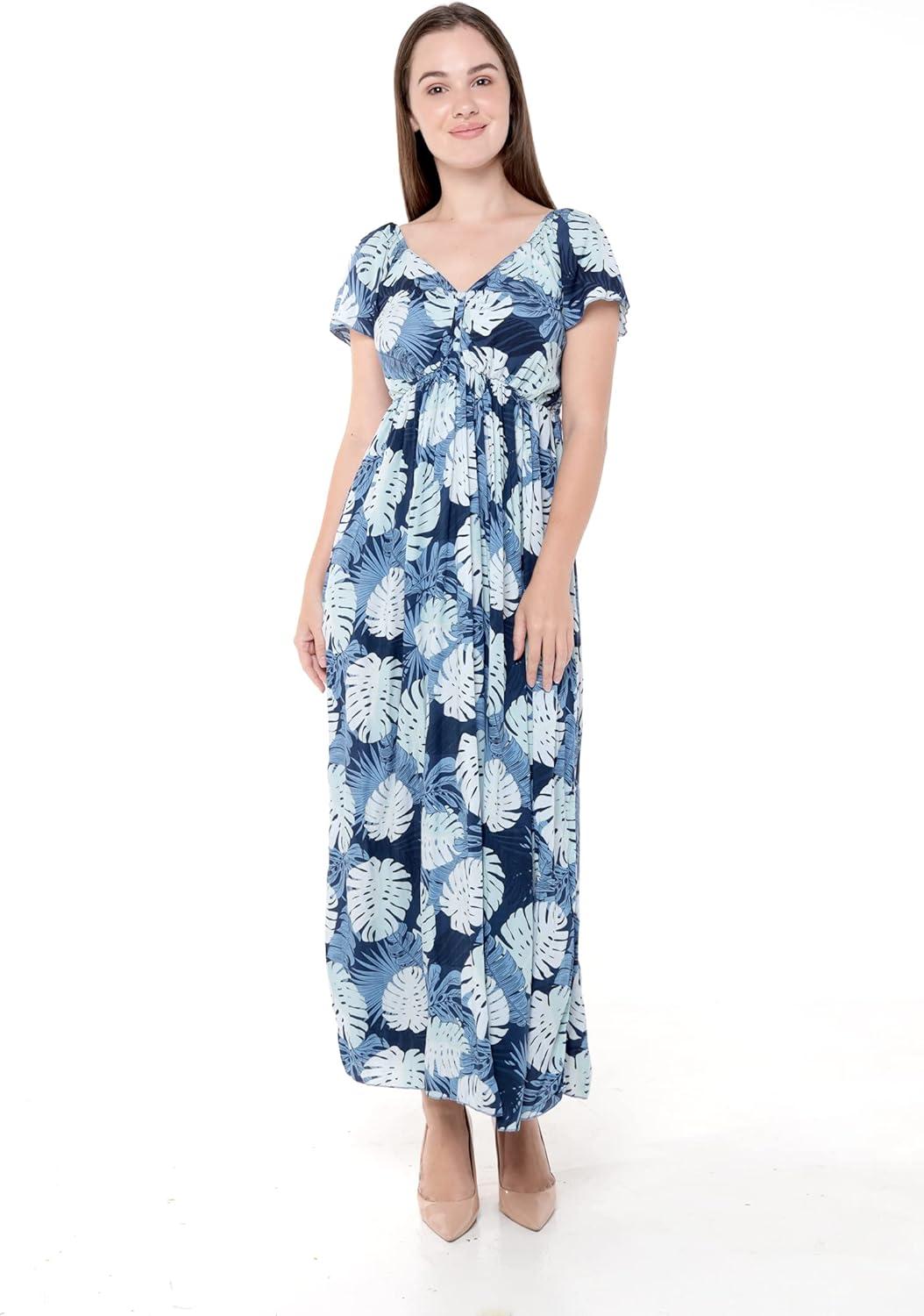 imageMatchable Family Hawaiian Luau Men Women Girl Boy Clothes in Pacific Palm NavyWomen Maxi Rahee