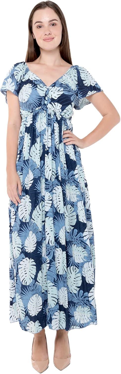 imageMatchable Family Hawaiian Luau Men Women Girl Boy Clothes in Pacific Palm NavyWomen Maxi Rahee