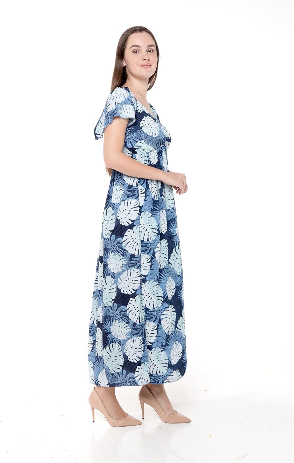 imageMatchable Family Hawaiian Luau Men Women Girl Boy Clothes in Pacific Palm NavyWomen Maxi Rahee