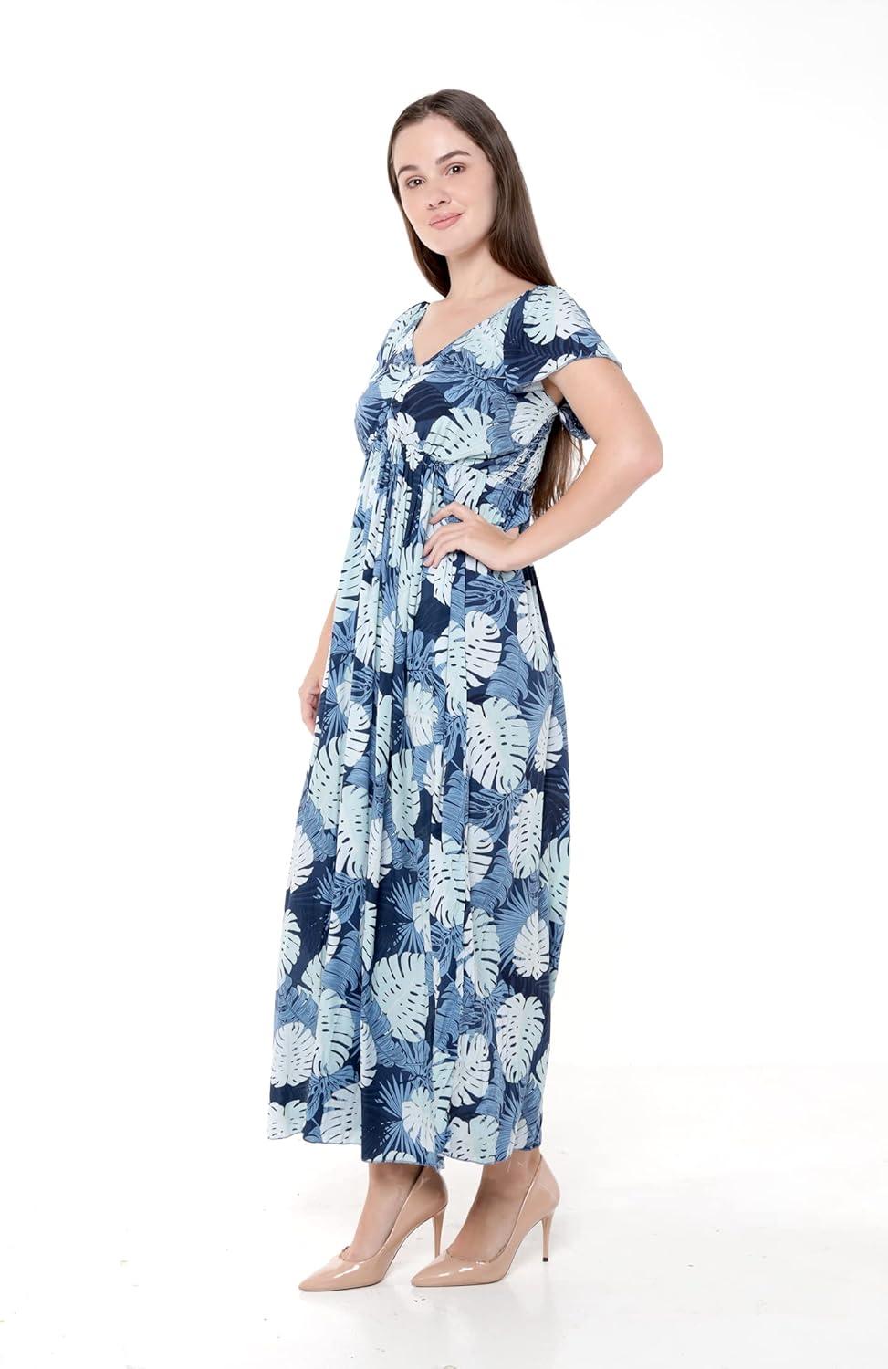 imageMatchable Family Hawaiian Luau Men Women Girl Boy Clothes in Pacific Palm NavyWomen Maxi Rahee