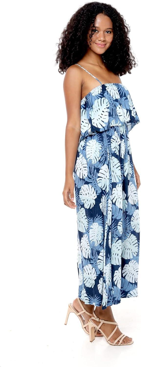 imageMatchable Family Hawaiian Luau Men Women Girl Boy Clothes in Pacific Palm NavyWomen Maxi Ruffle