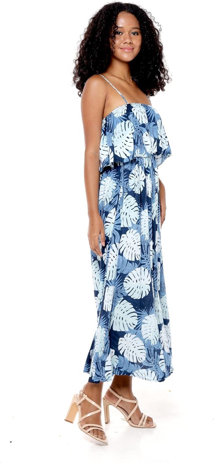 imageMatchable Family Hawaiian Luau Men Women Girl Boy Clothes in Pacific Palm NavyWomen Maxi Ruffle