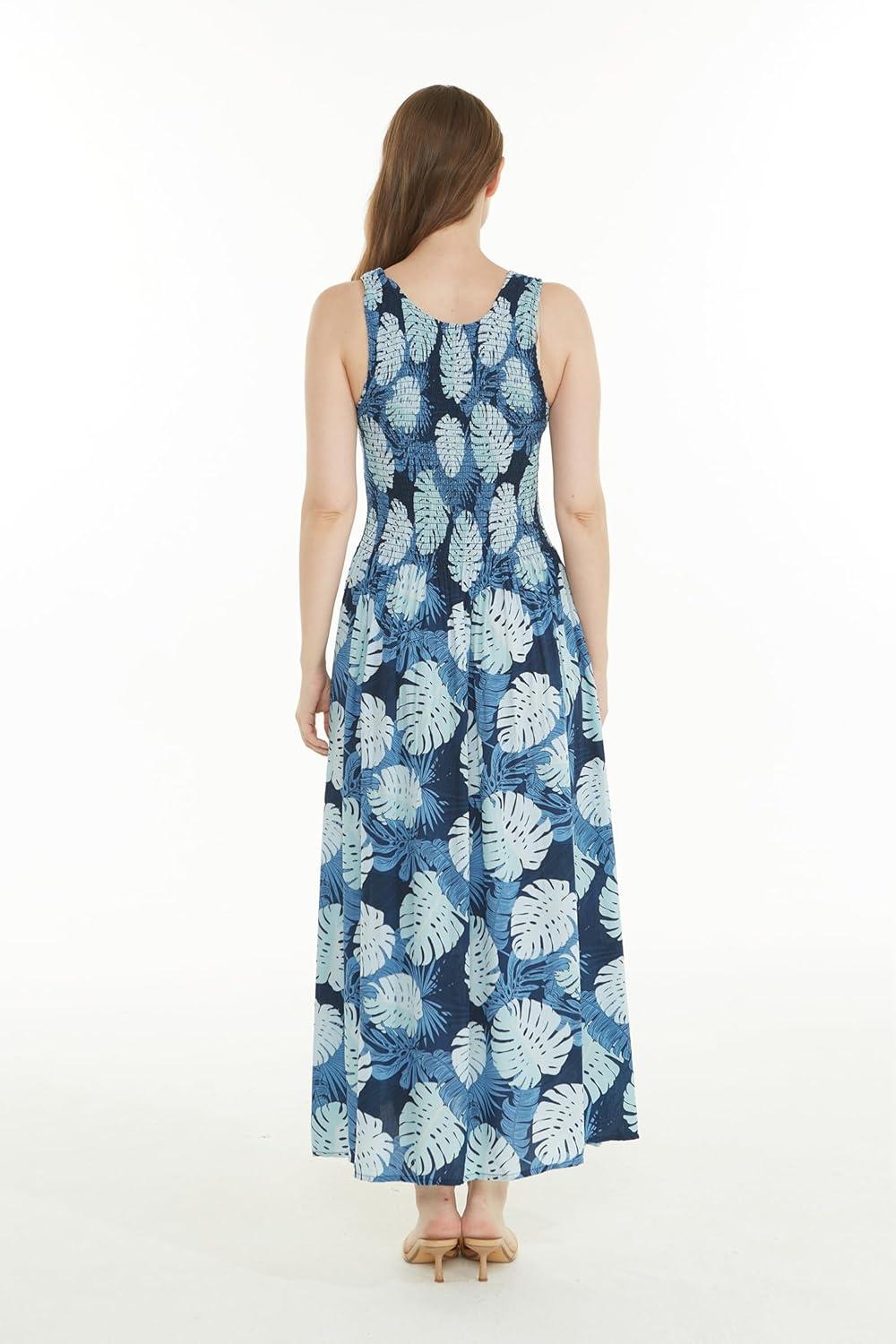 imageMatchable Family Hawaiian Luau Men Women Girl Boy Clothes in Pacific Palm NavyWomen Maxi Tank