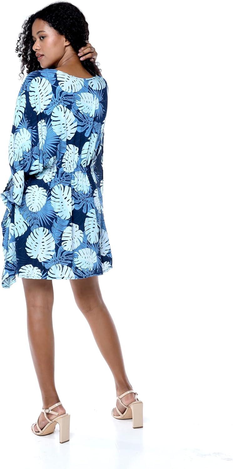 imageMatchable Family Hawaiian Luau Men Women Girl Boy Clothes in Pacific Palm NavyWomen Short Poncho