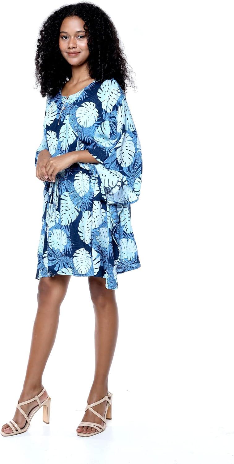 imageMatchable Family Hawaiian Luau Men Women Girl Boy Clothes in Pacific Palm NavyWomen Short Poncho