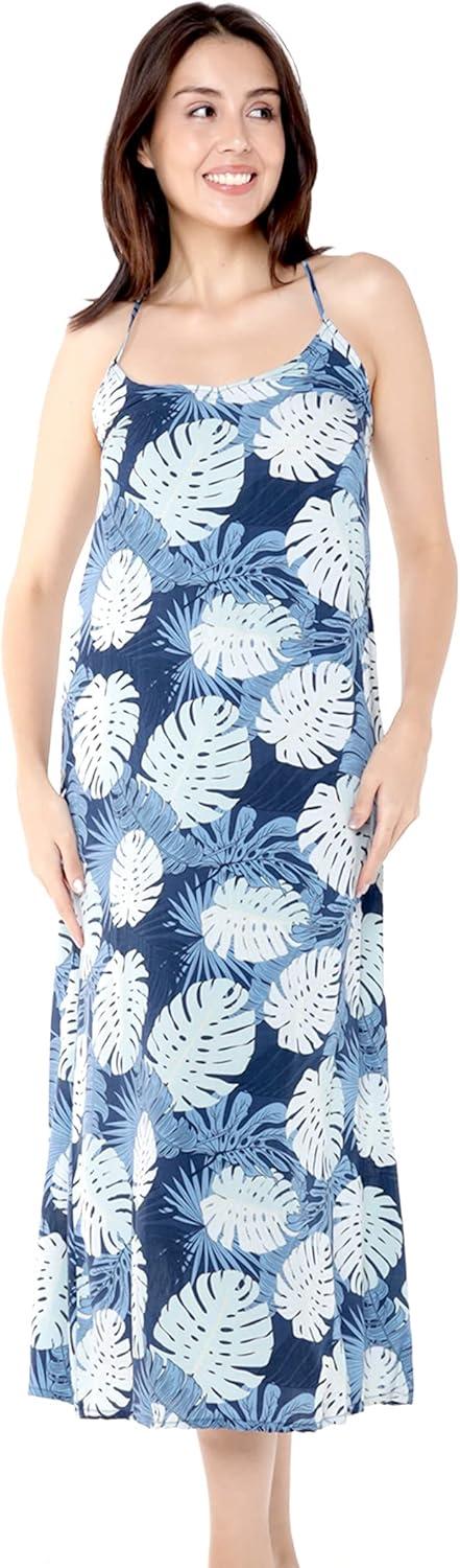 imageMatchable Family Hawaiian Luau Men Women Girl Boy Clothes in Pacific Palm NavyWomen Sweet Heart Maxi
