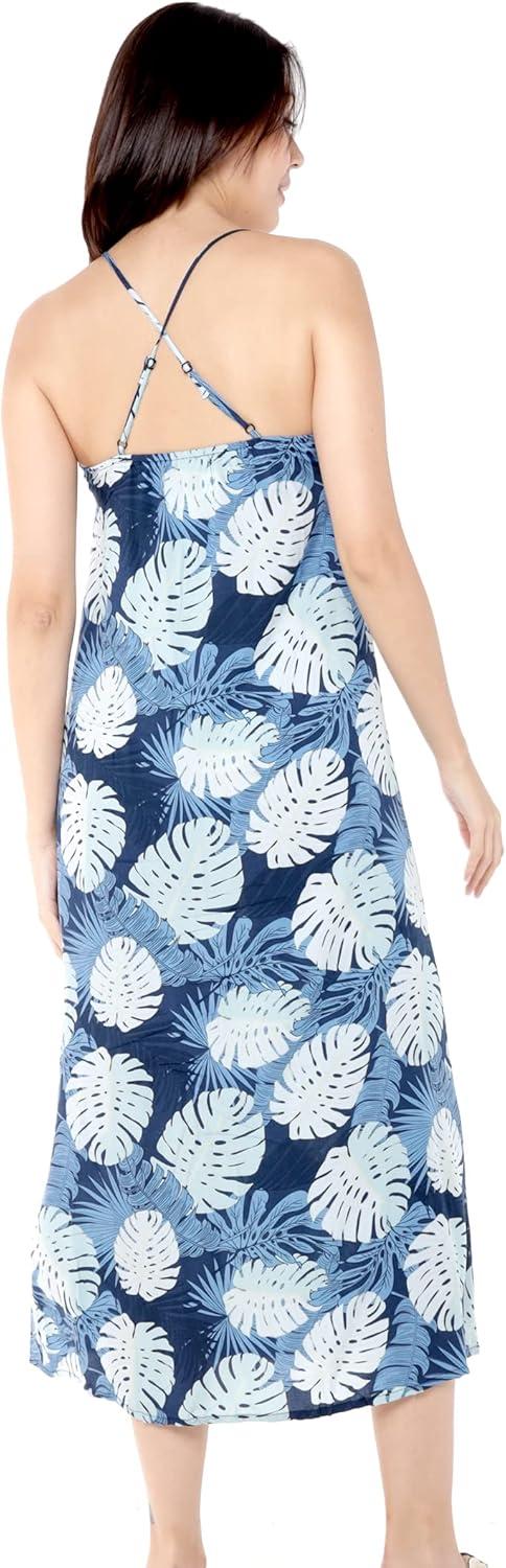 imageMatchable Family Hawaiian Luau Men Women Girl Boy Clothes in Pacific Palm NavyWomen Sweet Heart Maxi