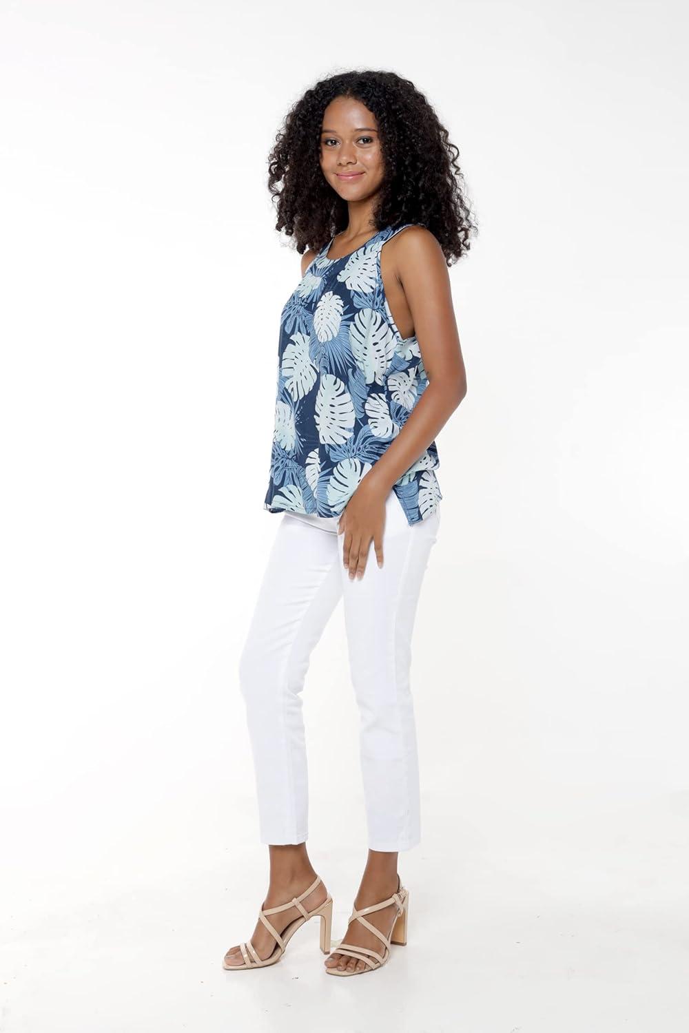 imageMatchable Family Hawaiian Luau Men Women Girl Boy Clothes in Pacific Palm NavyWomen Tank Top
