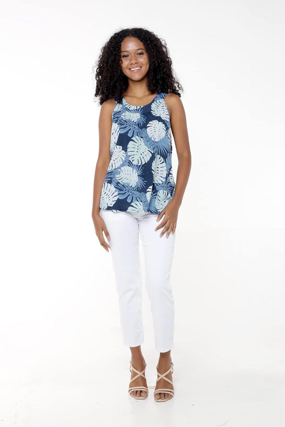 imageMatchable Family Hawaiian Luau Men Women Girl Boy Clothes in Pacific Palm NavyWomen Tank Top