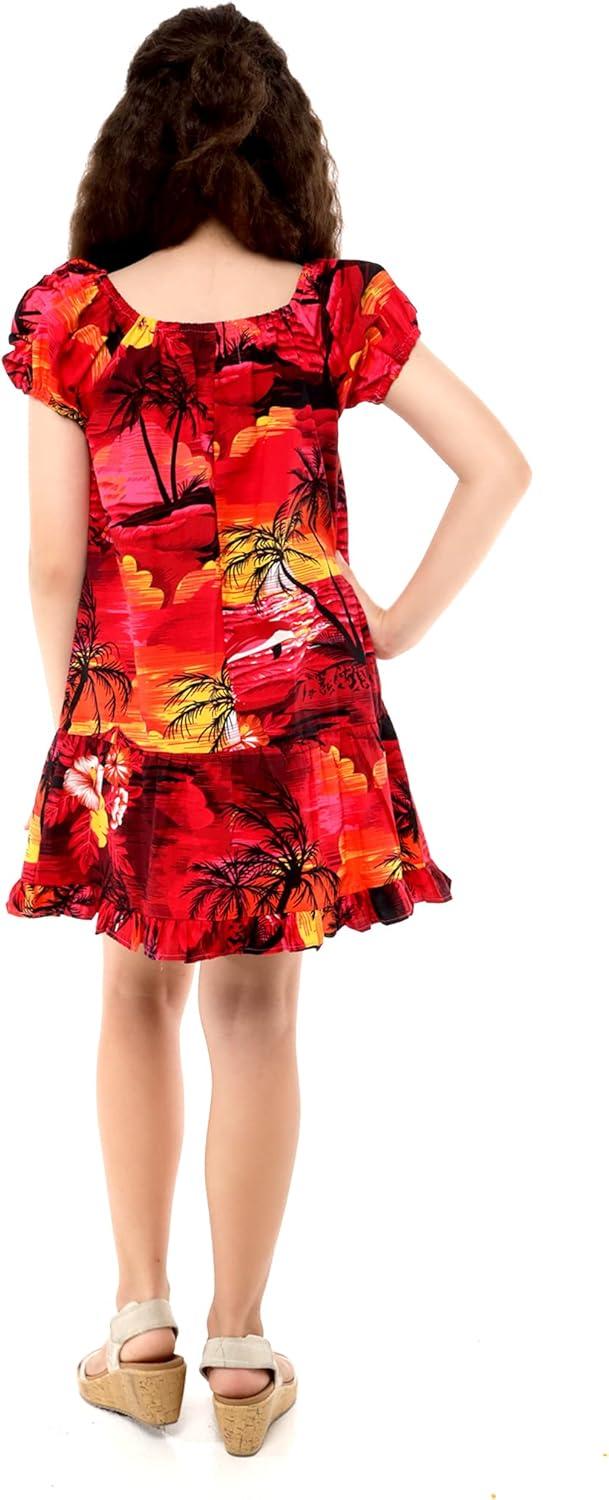 imageMatchable Family Hawaiian Luau Men Women Girl Boy Clothes in Sunset RedGirl Simple Muumuu Ruffle