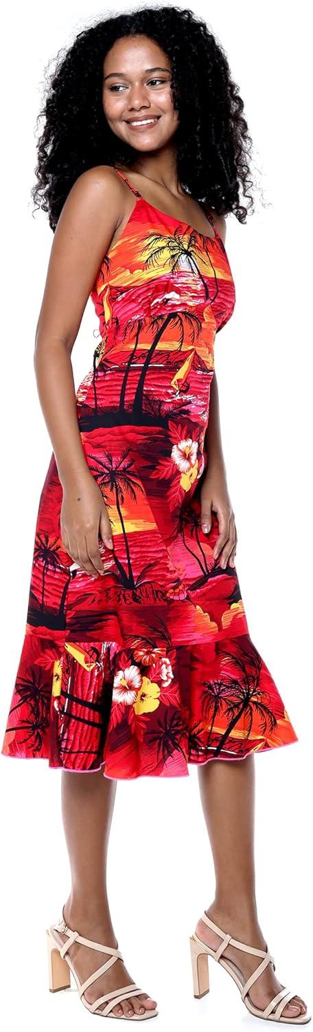 imageMatchable Family Hawaiian Luau Men Women Girl Boy Clothes in Sunset RedWomen Mermaid Dress