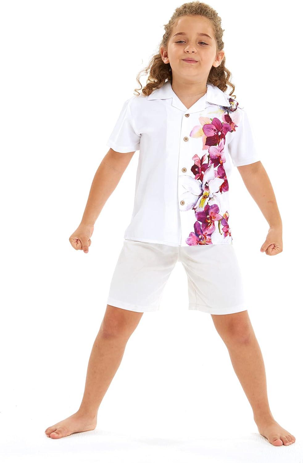 imageMatchable Family Hawaiian Luau Men Women Girl Boy Clothes in Watercolor OrchidBoy Short Sleeve Side