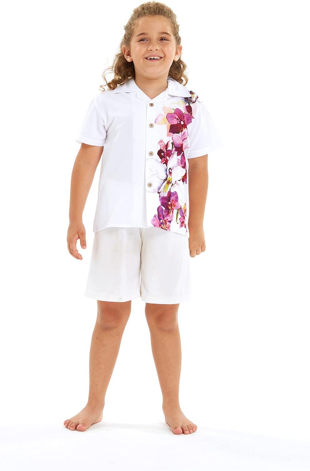 imageMatchable Family Hawaiian Luau Men Women Girl Boy Clothes in Watercolor OrchidBoy Short Sleeve Side