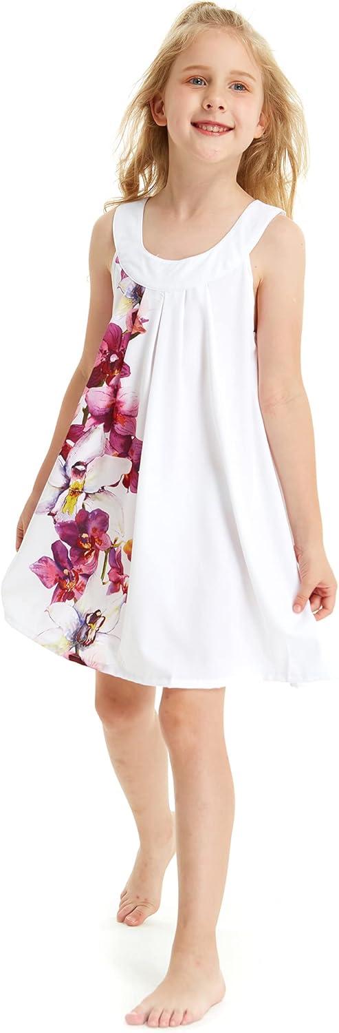 imageMatchable Family Hawaiian Luau Men Women Girl Boy Clothes in Watercolor OrchidGirl Round Neck Shift Side