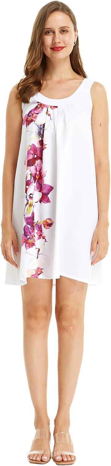 imageMatchable Family Hawaiian Luau Men Women Girl Boy Clothes in Watercolor OrchidWomen Round Neck Shift Dress Side