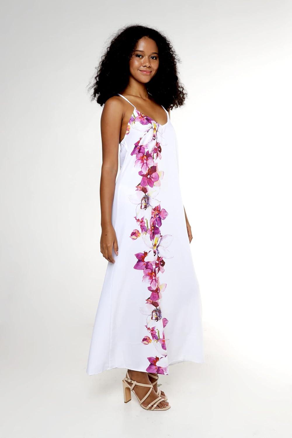 imageMatchable Family Hawaiian Luau Men Women Girl Boy Clothes in Watercolor OrchidWomen Sweet Heart Maxi
