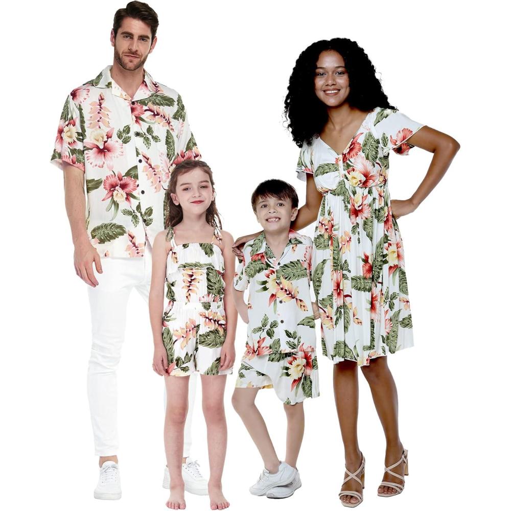 imageMatchable Family Hawaiian Luau Men Women Girl Boy Clothes in Cream RafelsiaWomen Wide Leg Pants
