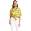 imageMatchable Family Hawaiian Luau Men Women Girl Boy Clothes in Garden Poppy YellowWomen Tie Front Shirt