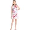 imageMatchable Family Hawaiian Luau Men Women Girl Boy Clothes in Misty Lotus WhiteGirl Round Neck Ruffle