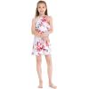 imageMatchable Family Hawaiian Luau Men Women Girl Boy Clothes in Misty Lotus WhiteGirl Round Neck Ruffle