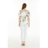 imageMatchable Family Hawaiian Luau Men Women Girl Boy Clothes in Pineapple Garden WhiteWomen Offshoulder Ruffle Top