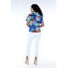 imageMatchable Family Hawaiian Luau Men Women Girl Boy Clothes in Sunset BlueWomen Short Sleeve Shirt