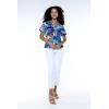 imageMatchable Family Hawaiian Luau Men Women Girl Boy Clothes in Sunset BlueWomen Short Sleeve Shirt