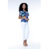 imageMatchable Family Hawaiian Luau Men Women Girl Boy Clothes in Sunset BlueWomen Short Sleeve Shirt