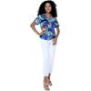 imageMatchable Family Hawaiian Luau Men Women Girl Boy Clothes in Sunset BlueWomen Short Sleeve Shirt