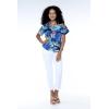 imageMatchable Family Hawaiian Luau Men Women Girl Boy Clothes in Sunset BlueWomen Short Sleeve Shirt