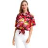 imageMatchable Family Hawaiian Luau Men Women Girl Boy Clothes in Sunset RedWomen Tie Front Shirt