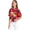 imageMatchable Family Hawaiian Luau Men Women Girl Boy Clothes in Sunset RedWomen Tie Front Shirt