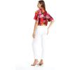 imageMatchable Family Hawaiian Luau Men Women Girl Boy Clothes in Sunset RedWomen Tie Front Shirt