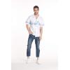 imageMatchable Family Hawaiian Luau Men Women Girl Boy Clothes in White with Blue HibiscusMen Short Sleeve