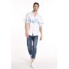 imageMatchable Family Hawaiian Luau Men Women Girl Boy Clothes in White with Blue HibiscusMen Short Sleeve