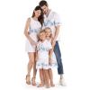 imageMatchable Family Hawaiian Luau Men Women Girl Boy Clothes in White with Blue HibiscusBoy Short Sleeve