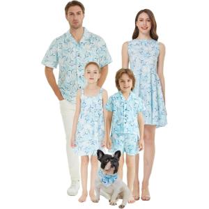 imageMatchable Family Hawaiian Luau Men Women Girl Boy Clothes in Classic Marlin BlueGirl Fit and Flare