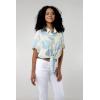 imageMatchable Family Hawaiian Luau Men Women Girl Boy Clothes in Pacific Palm CreamWomen Tie Front Shirt