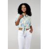imageMatchable Family Hawaiian Luau Men Women Girl Boy Clothes in Pacific Palm CreamWomen Tie Front Shirt