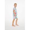 imageMatchable Family Hawaiian Luau Men Women Girl Boy Clothes in Pink Hibiscus Vine TurquoiseBoy Short Sleeve
