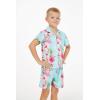 imageMatchable Family Hawaiian Luau Men Women Girl Boy Clothes in Pink Hibiscus Vine TurquoiseBoy Short Sleeve