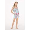 imageMatchable Family Hawaiian Luau Men Women Girl Boy Clothes in Pink Hibiscus Vine TurquoiseGirl Romper