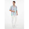 imageMatchable Family Hawaiian Luau Men Women Girl Boy Clothes in Pink Hibiscus Vine TurquoiseMen Short Sleeve