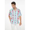 imageMatchable Family Hawaiian Luau Men Women Girl Boy Clothes in Pink Hibiscus Vine TurquoiseMen Short Sleeve
