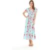 imageMatchable Family Hawaiian Luau Men Women Girl Boy Clothes in Pink Hibiscus Vine TurquoiseWomen Maxi Rahee
