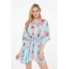 imageMatchable Family Hawaiian Luau Men Women Girl Boy Clothes in Pink Hibiscus Vine TurquoiseWomen Short Poncho