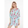 imageMatchable Family Hawaiian Luau Men Women Girl Boy Clothes in Pink Hibiscus Vine TurquoiseWomen Short Poncho