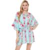 imageMatchable Family Hawaiian Luau Men Women Girl Boy Clothes in Pink Hibiscus Vine TurquoiseWomen Short Poncho