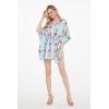 imageMatchable Family Hawaiian Luau Men Women Girl Boy Clothes in Pink Hibiscus Vine TurquoiseWomen Short Poncho